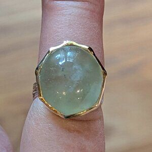 RING 18 ct Natural Prehnite 925 Size 8